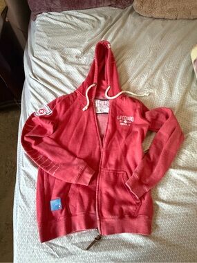 Lifeguard Red Zip-Up Hoodie Sweatshirt with Hood